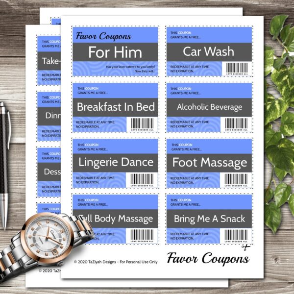 Favor Coupons for Him
