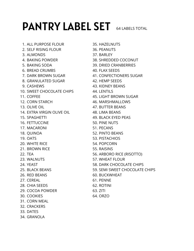 Pantry Labels Set 1 TaZiyah Designs